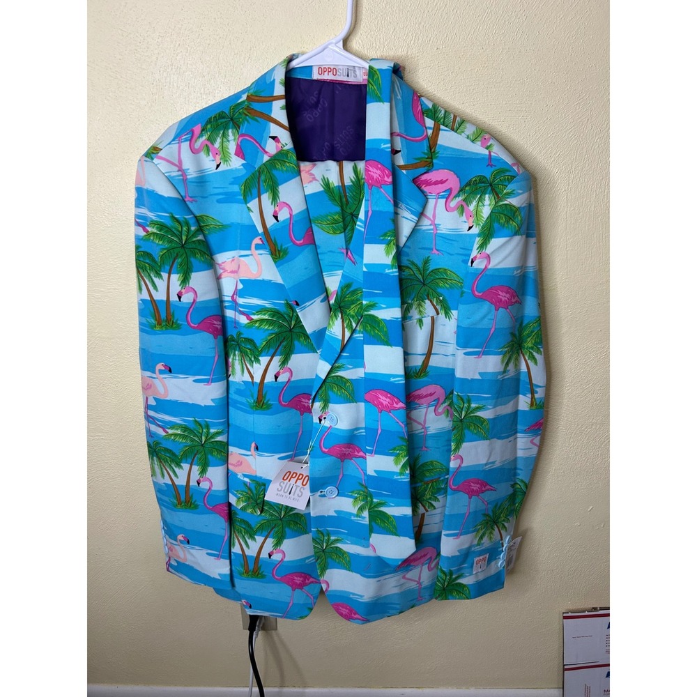 OppoSuits Mens Flamingo Tropical Suit Pink Palm Tree Suit 44 Reg